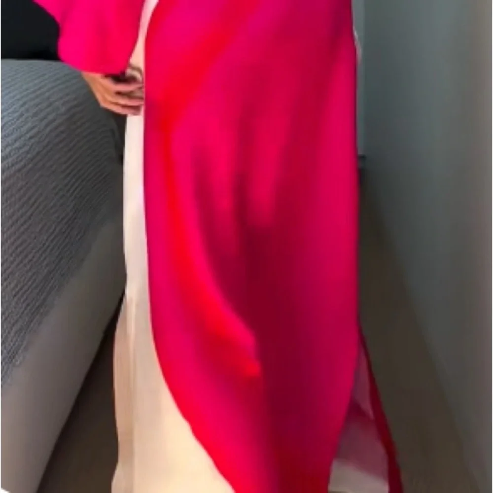NEW • Australian Designer Elegant Pink, Red & White One-Shoulder Maxi Dress - Picture 10 of 12
